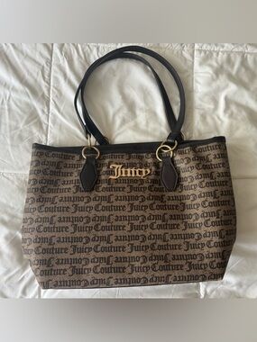 Juicy Couture Brown and Black Logo Tote with Gold Accent